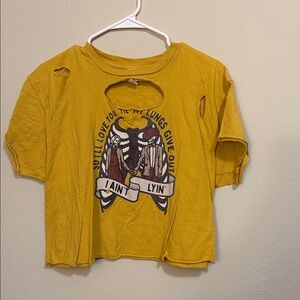 Tultex Mustard Womens Cropped Graphic Tee